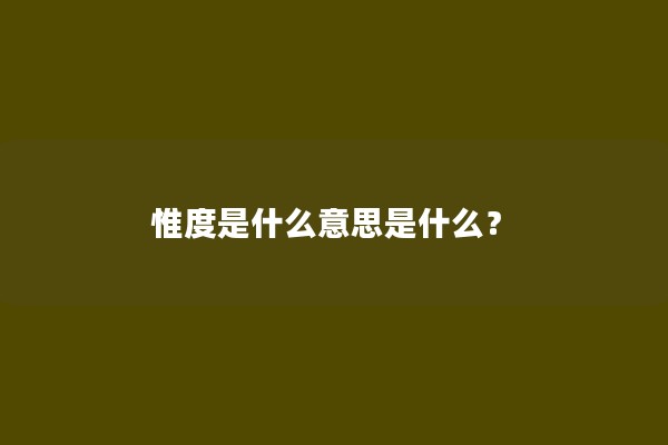 惟度是什么意思是什么？