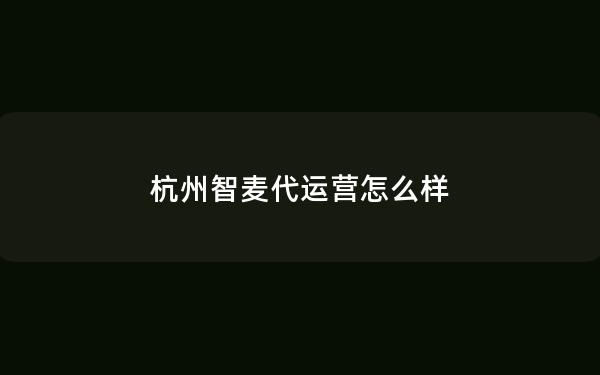 杭州智麦代运营怎么样