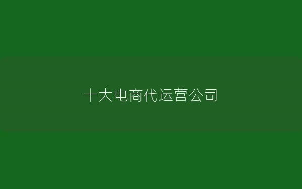 十大电商代运营公司