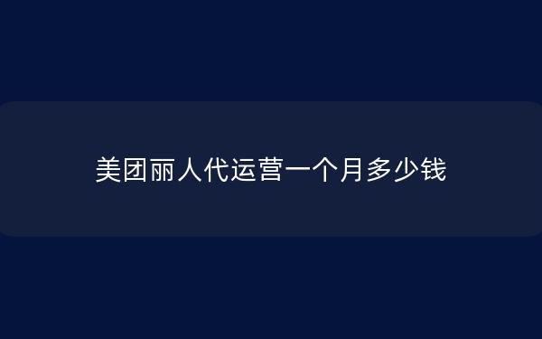 美团丽人代运营一个月多少钱