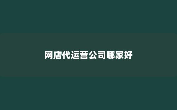 网店代运营公司哪家好