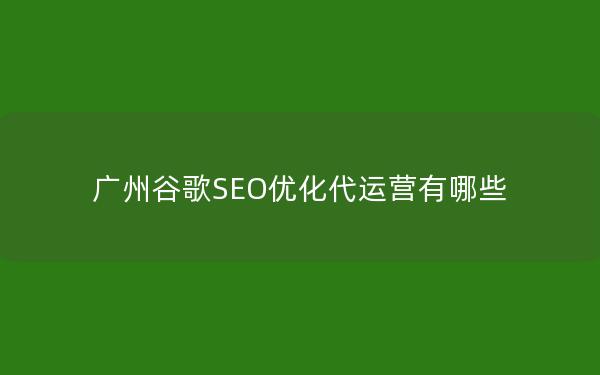 广州谷歌SEO优化代运营有哪些