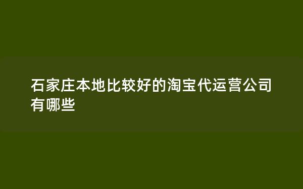 石家庄本地比较好的淘宝代运营公司有哪些