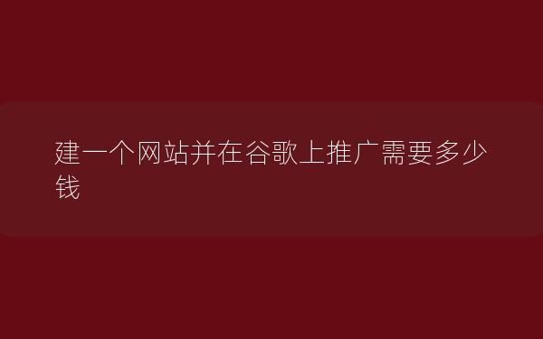 建一个网站并在谷歌上推广需要多少钱