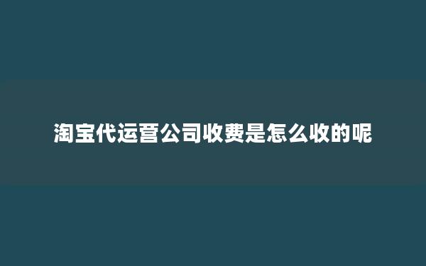 淘宝代运营公司收费是怎么收的呢