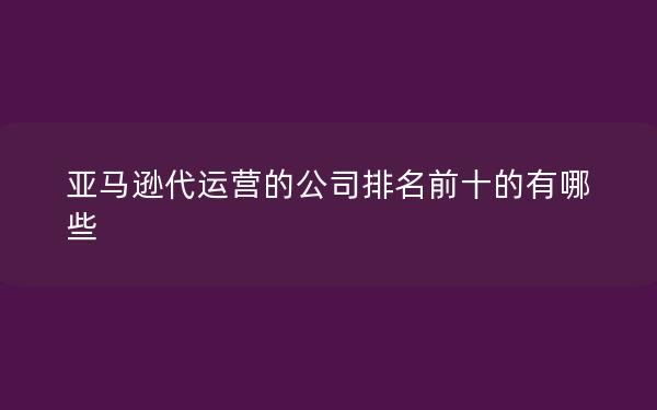 亚马逊代运营的公司排名前十的有哪些