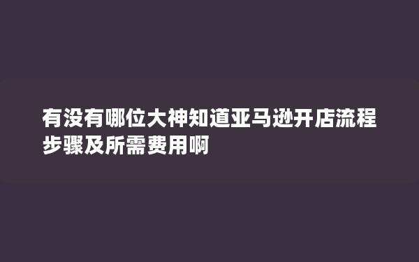 有没有哪位大神知道亚马逊开店流程步骤及所需费用啊