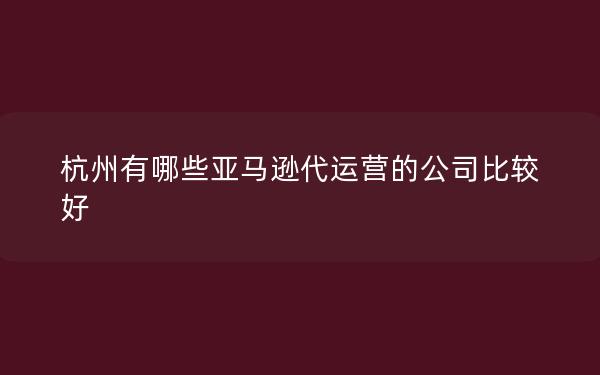 杭州有哪些亚马逊代运营的公司比较好